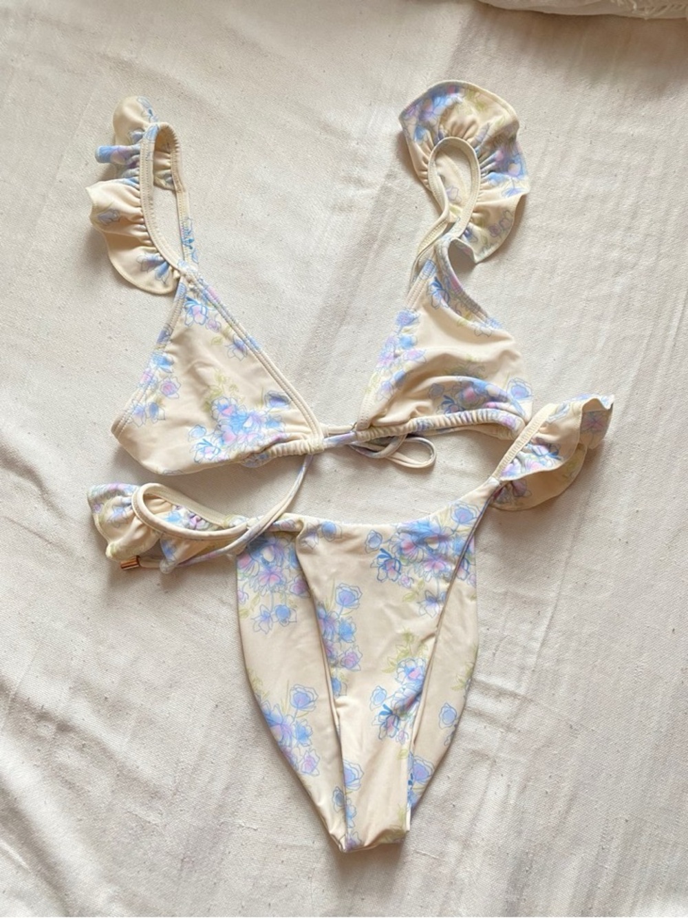 blackbough cream floral ruffle bikini